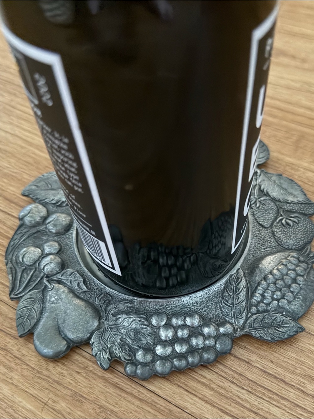 Pewter Vintage bottle charger/plate, Italy